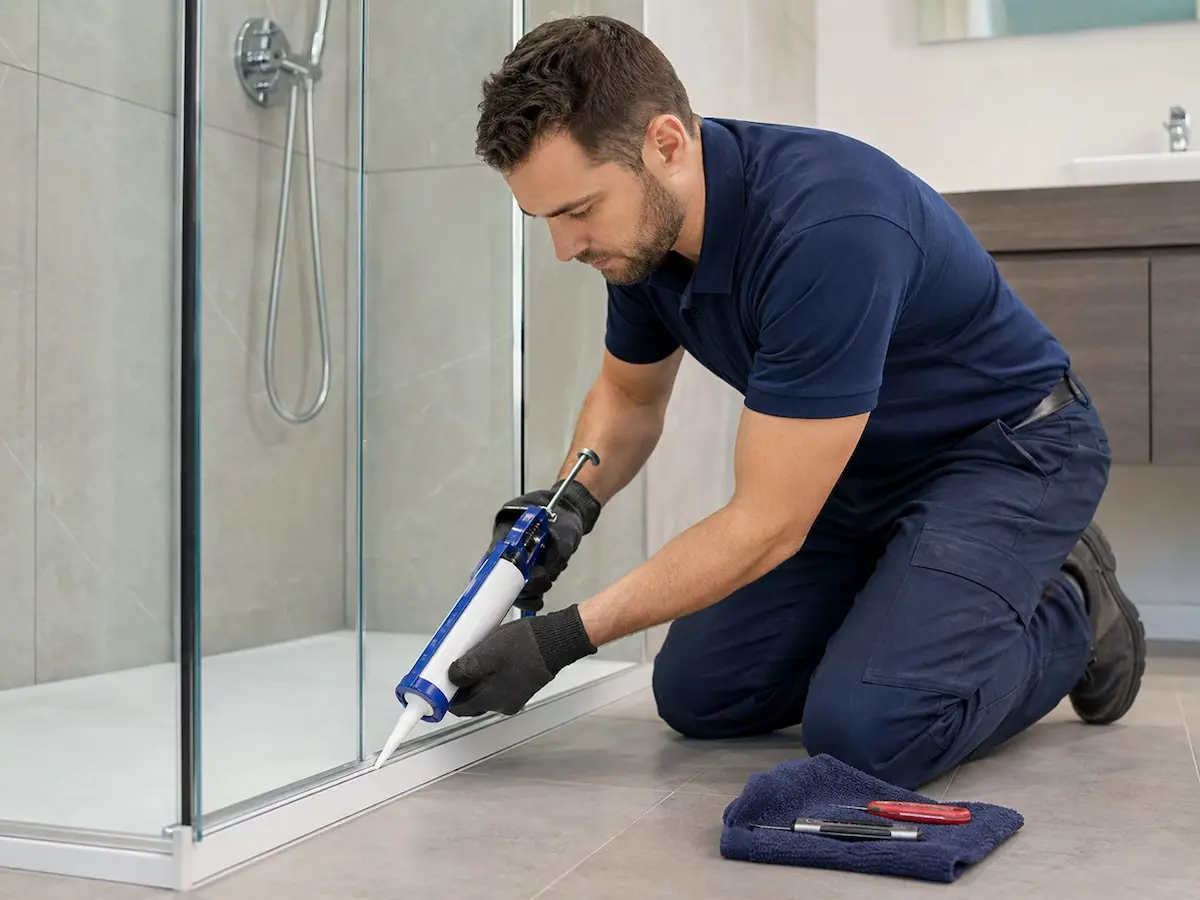 Professional silicone or caulking replacement in a bathroom