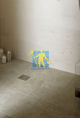 Moleanos blue limestone shower tile example