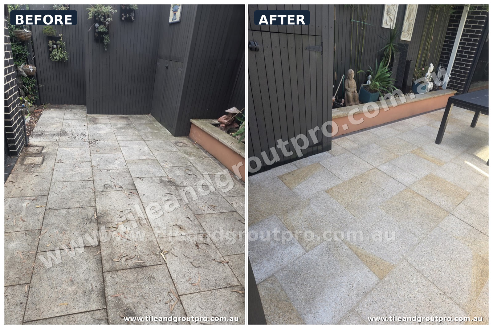 Concrete paver renewal before and after