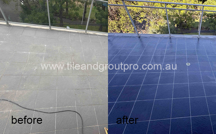 Epoxy grout regrouting before and after on tiled surfaces