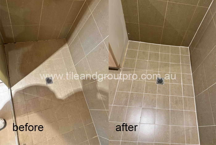 Before and after shower regrouting and silicone replacement in Mount Lawley