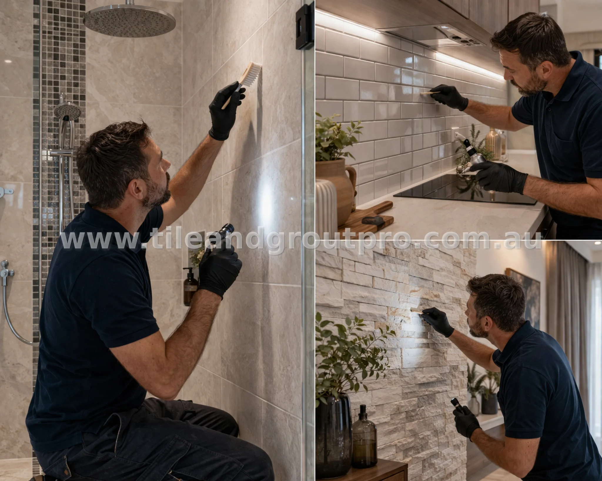 bathroom wall tile sealing service collage
