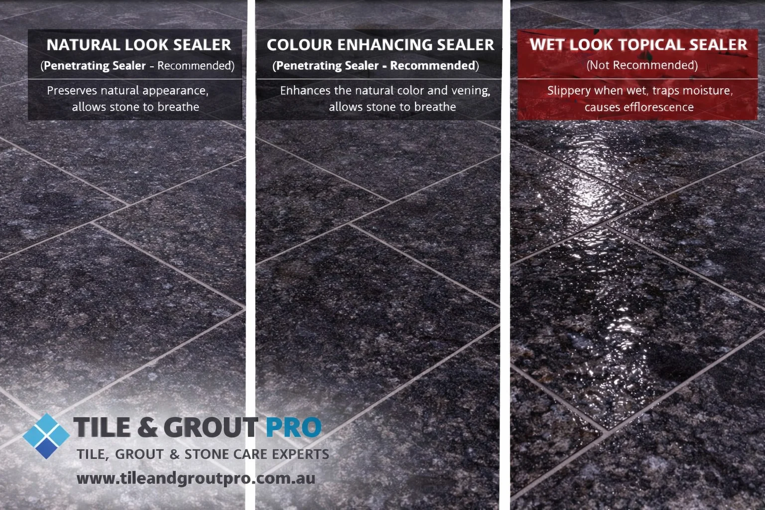 black granite tile sealing options