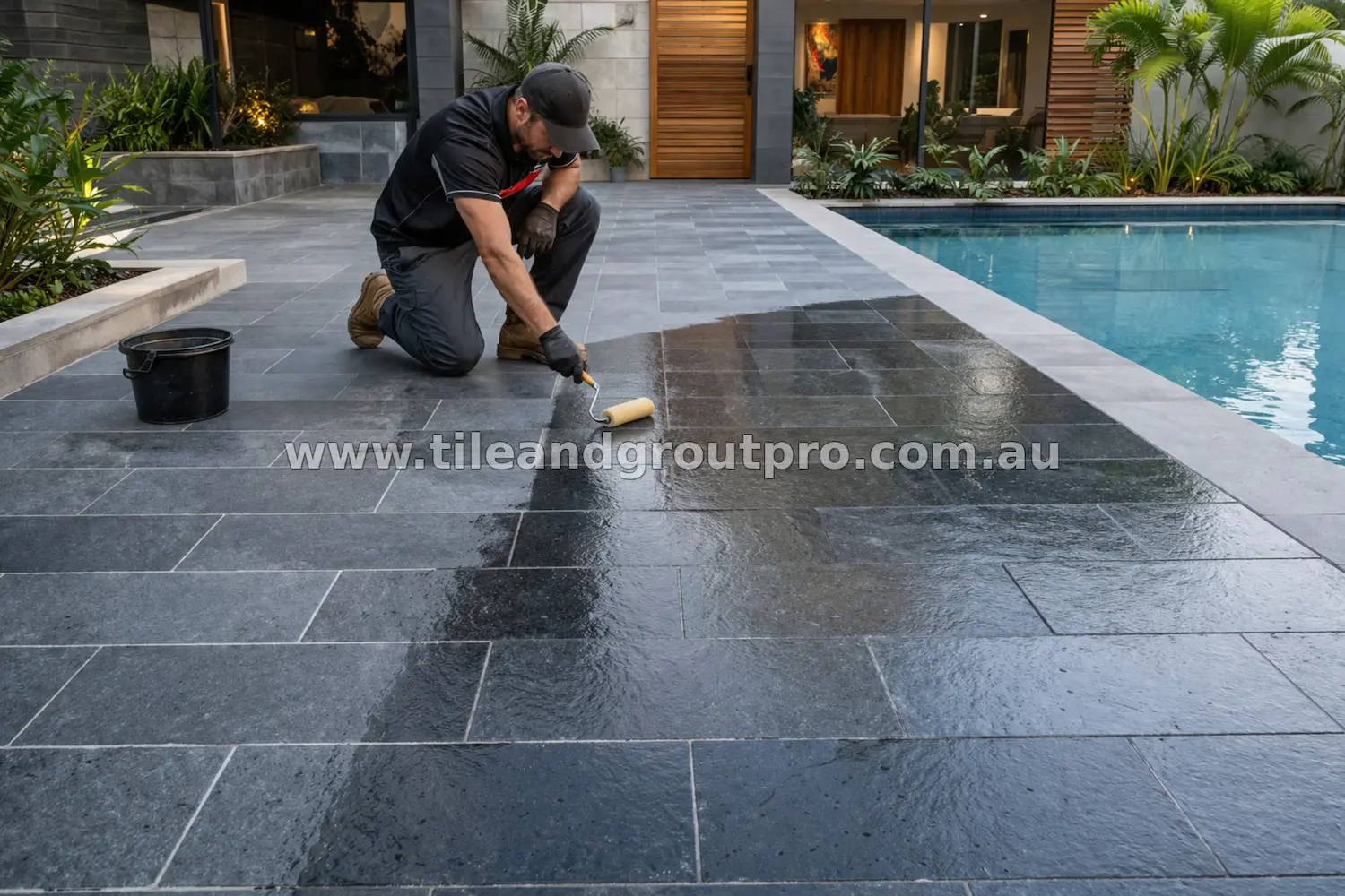 Bluestone pool paver sealing service in Mount Lawley