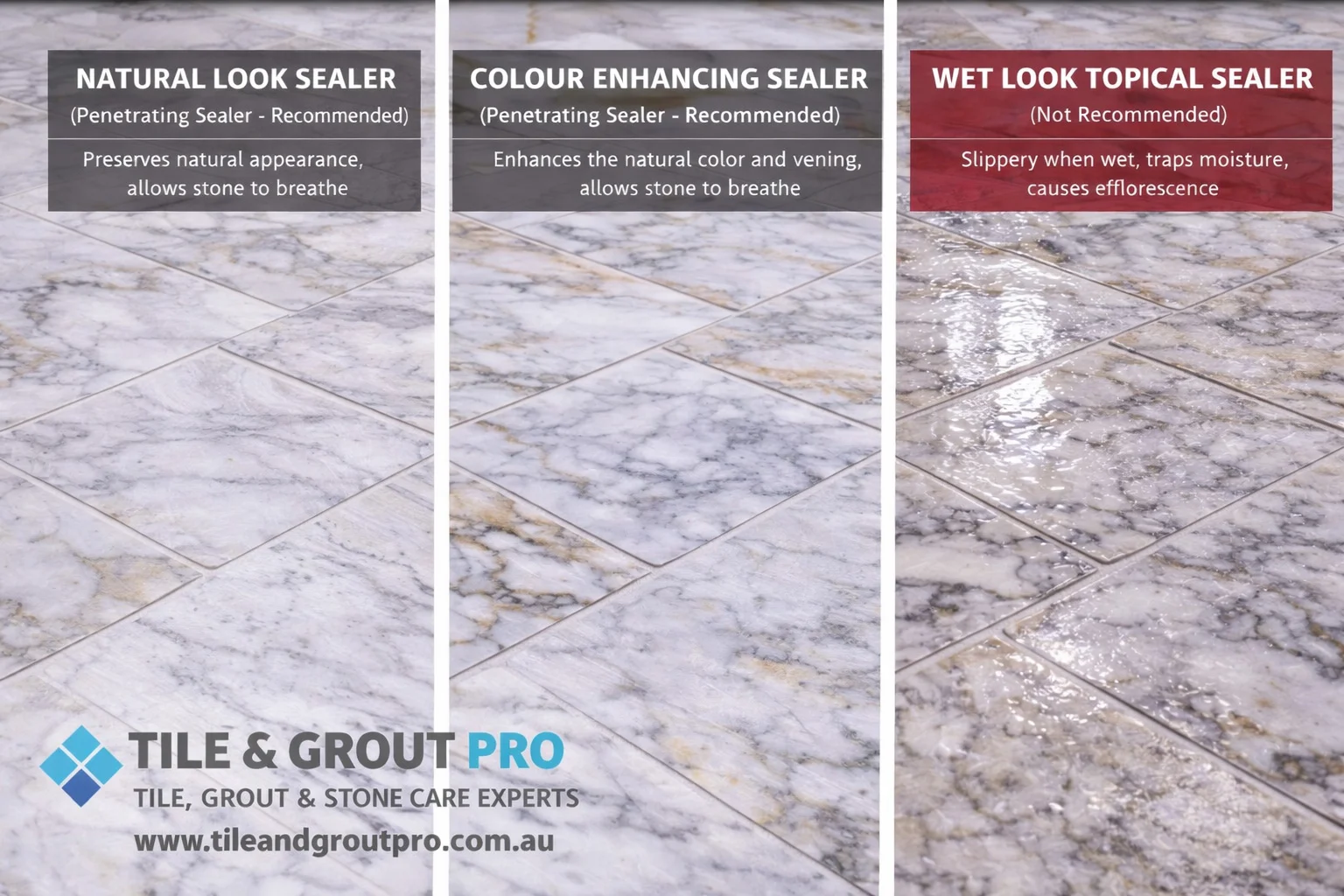 Calacatta marble sealing finish in Wantirna
