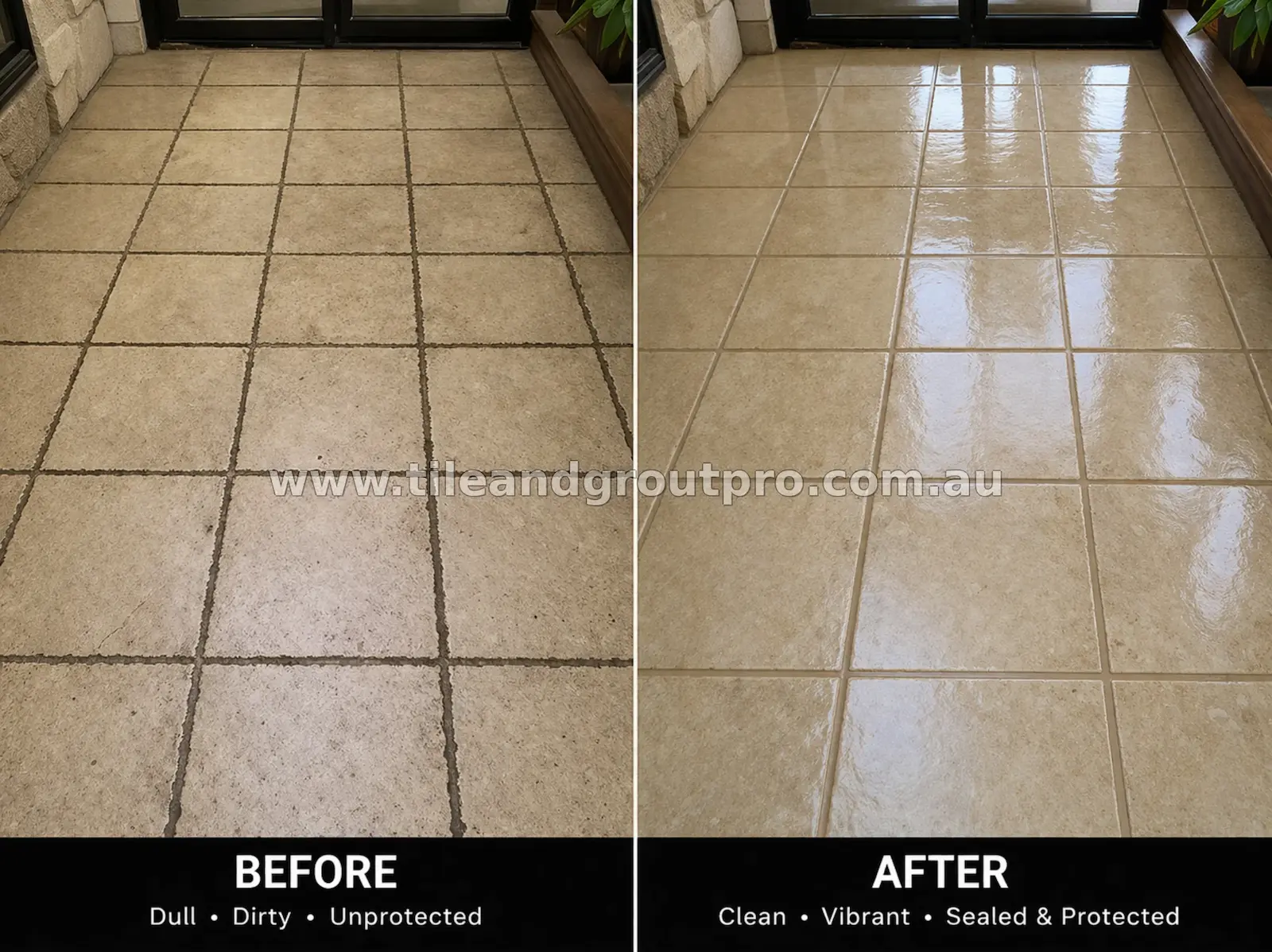 Ceramic floor tile sealing before and after in Mount Lawley