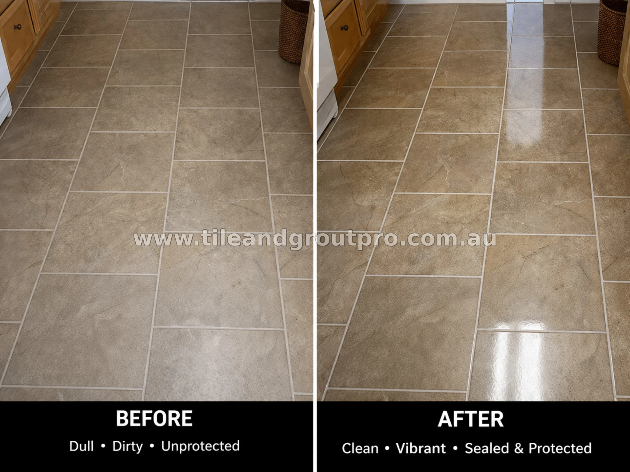 Porcelain floor tile sealing before and after in Mount Lawley