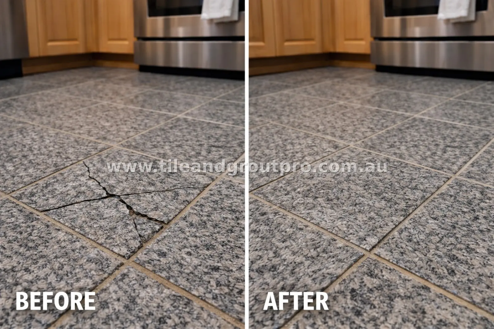 before and after Scratch-Removal granite tile