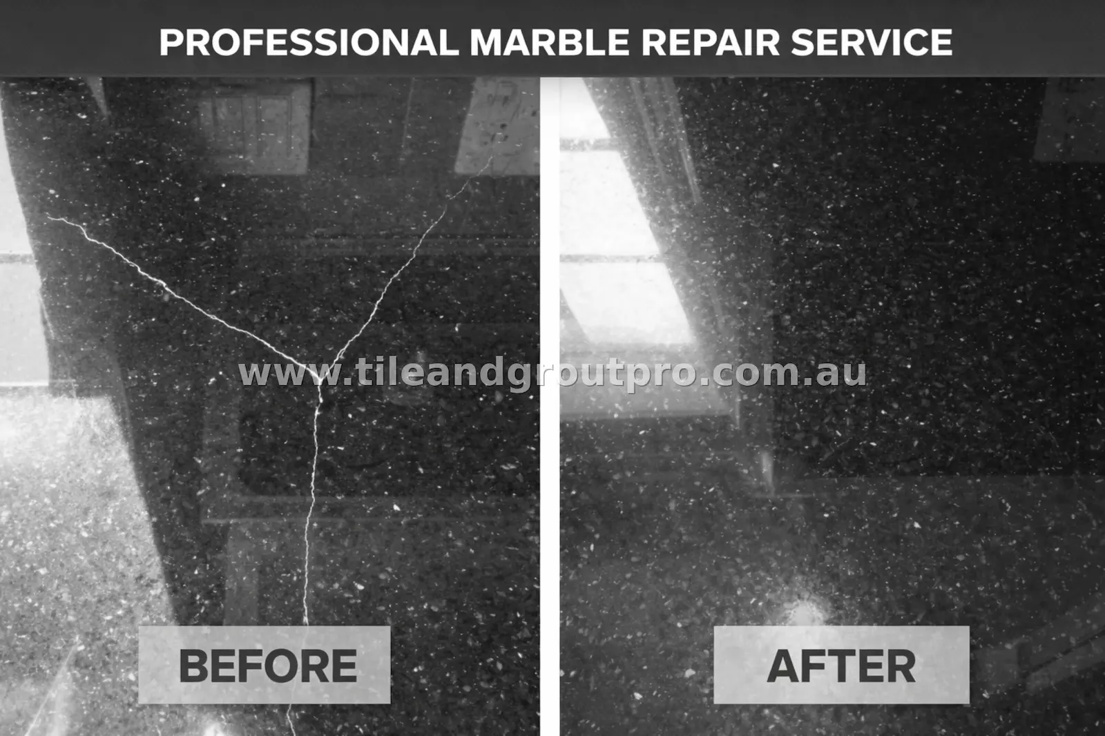 before and after Scratch-Removal marble tile floor