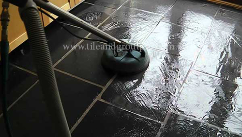 before and after cleaning slate tile floor