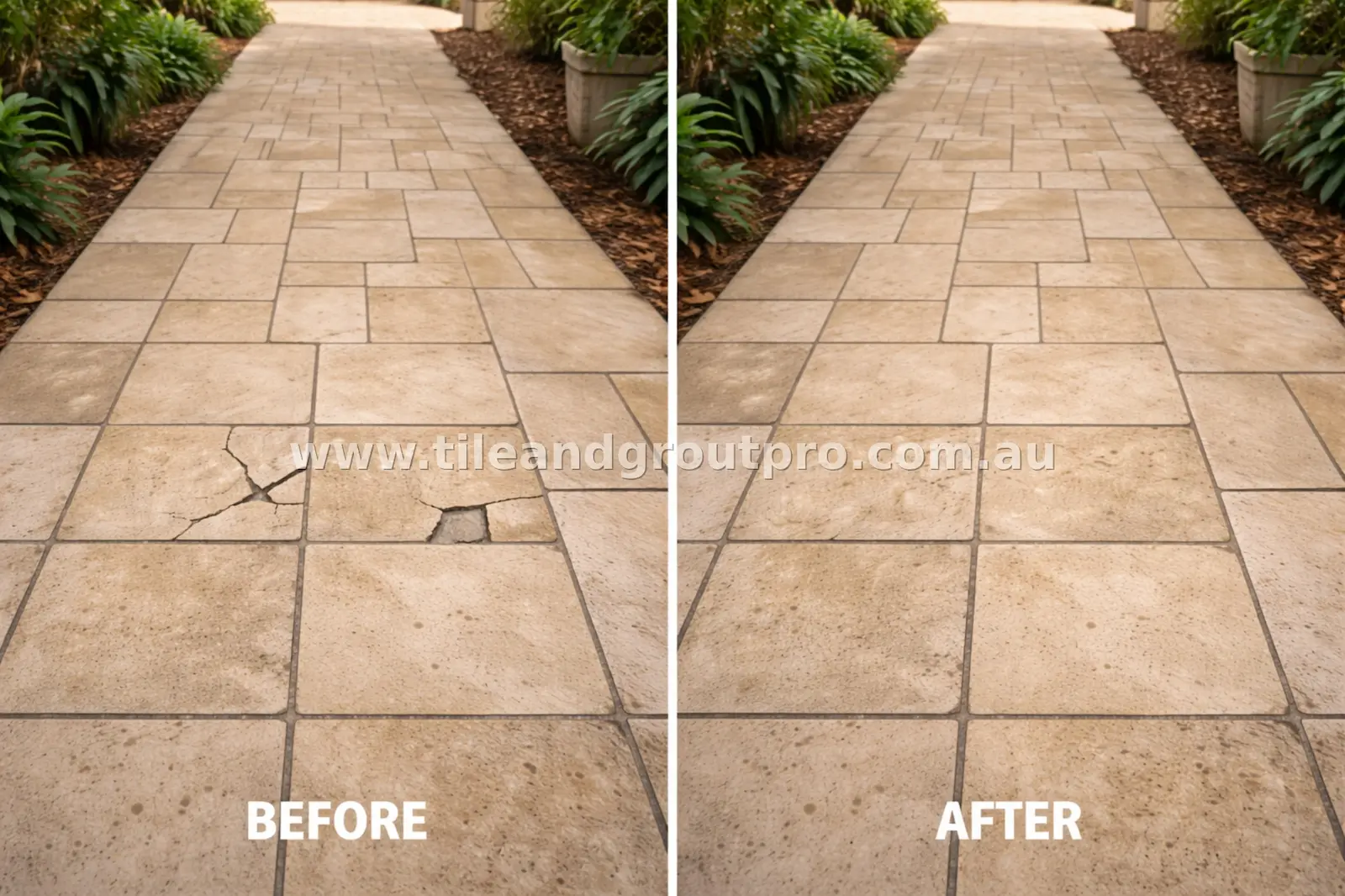 before and after cleaning travertine