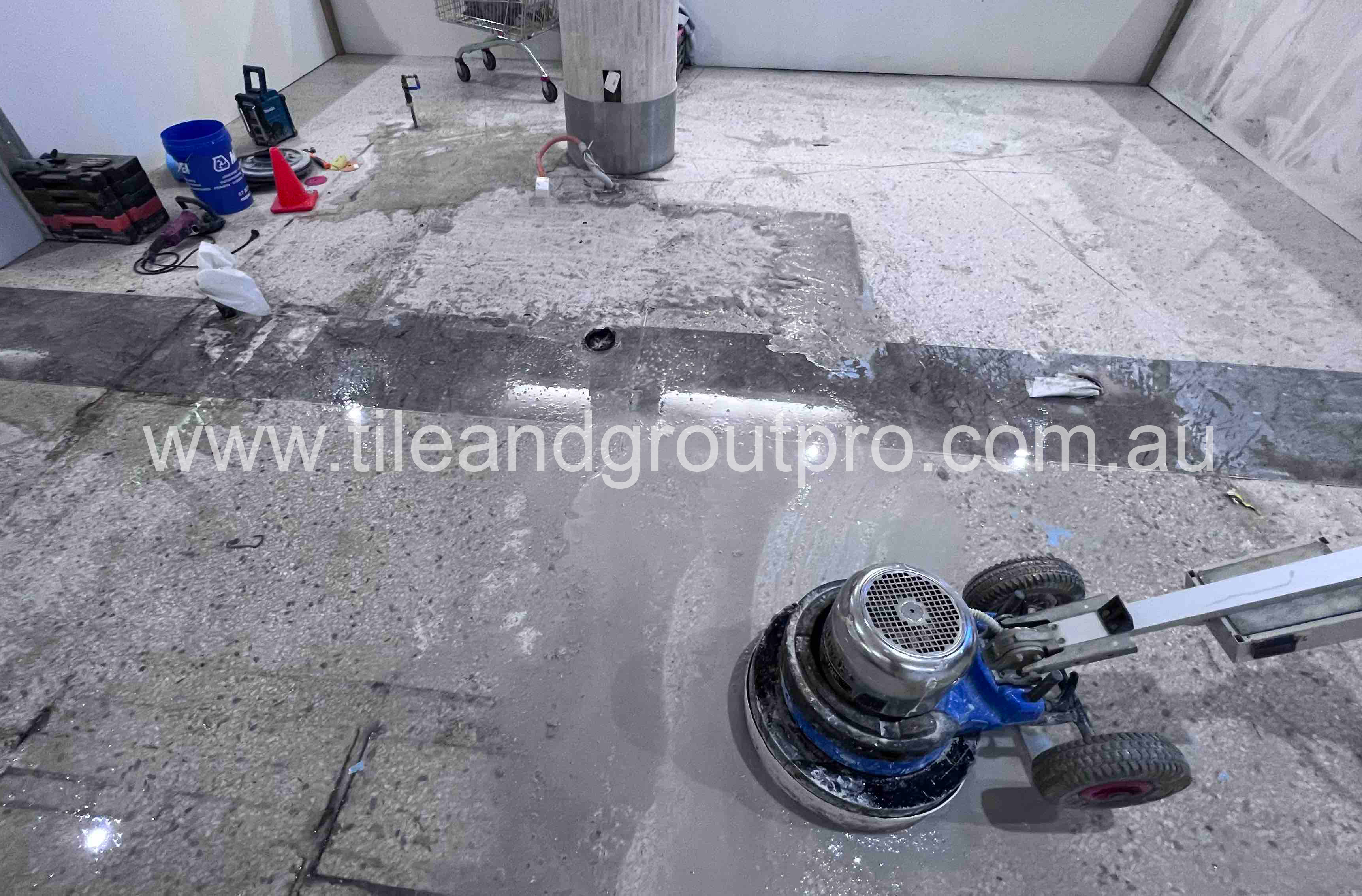 Terrazzo cleaning before sealing in Mount Lawley